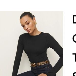 Reformation Black Long Sleeve Bodysuit